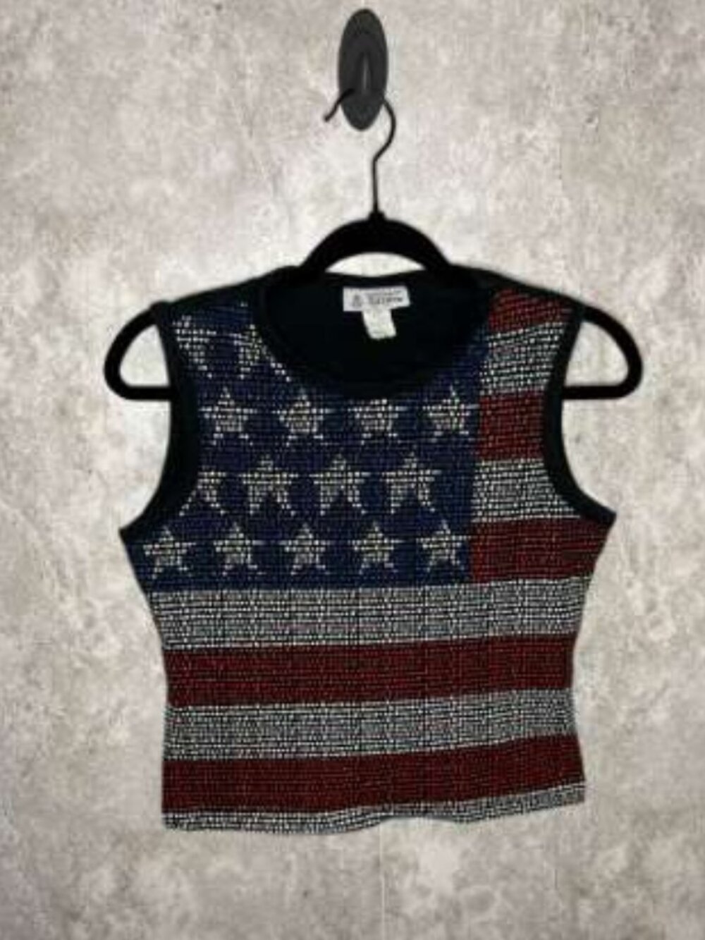 Self Esteem | Sparkly Rhinestone American Flag Tank Top | Size L